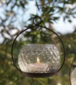 Varia LIVIA Teelichthalter Eisen Glaseinsatz mit Hänge Living Windlicht von